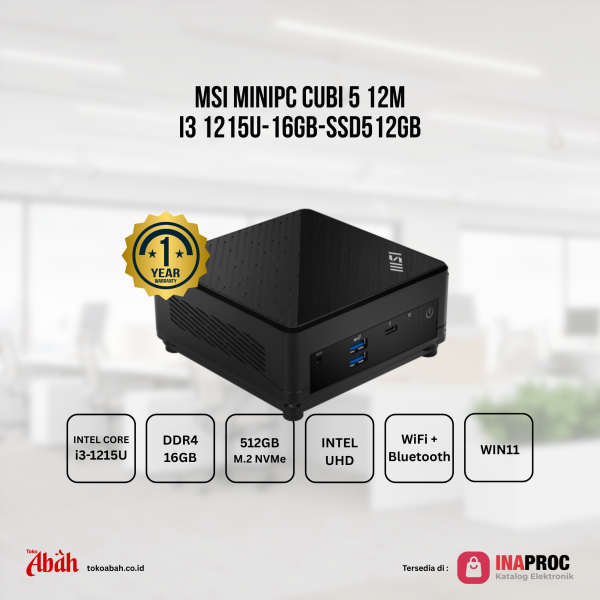 Mini PC MSI CUBI 5 12M core i3-1215U, 16GB, SSD512GB Win11